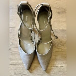 Marc Fisher Croc-Embossed Gray Heels